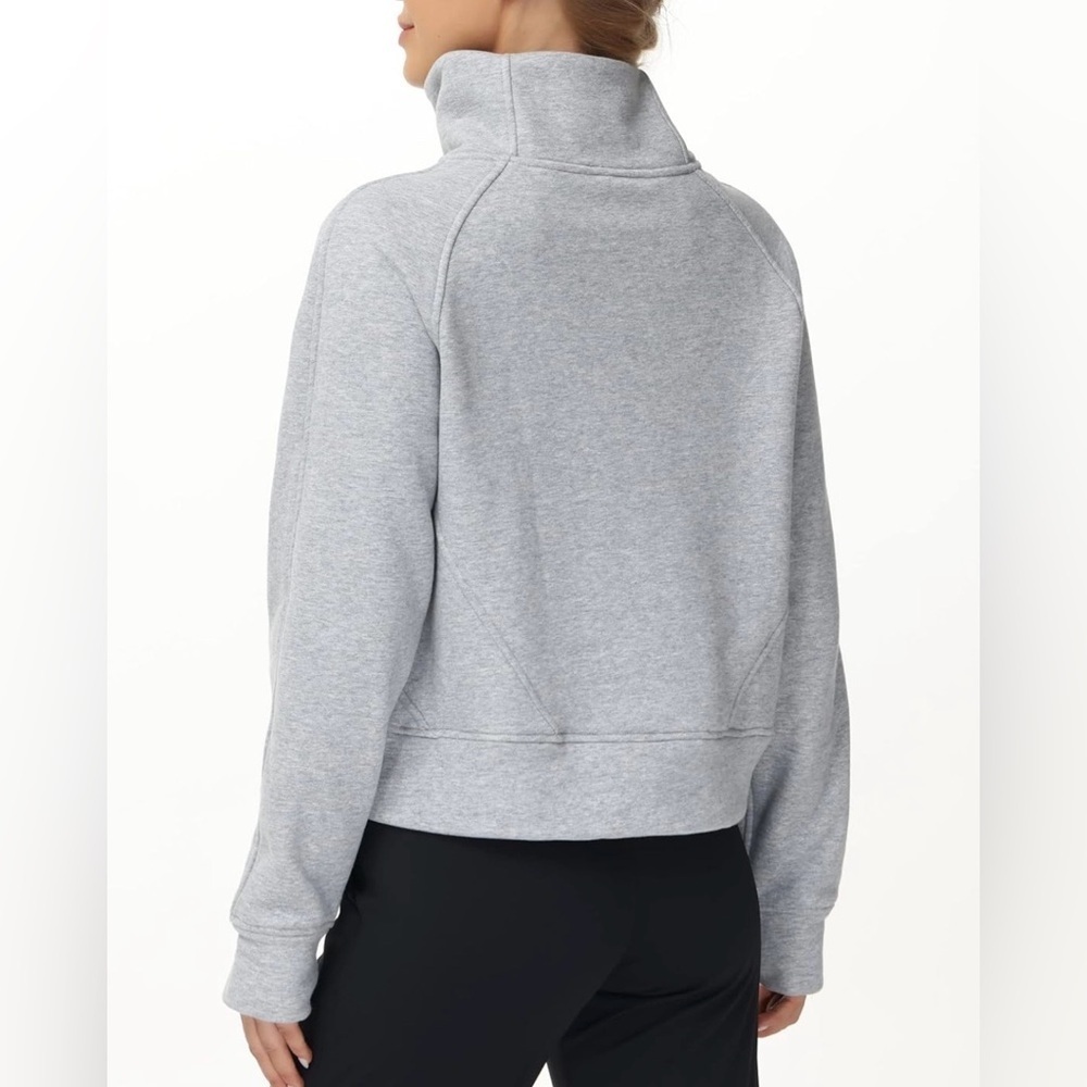 The Gym People Womens’ Half Zip Pullover Fleece Stand Collar Cropped Sweatshirt - Picture 3 of 14